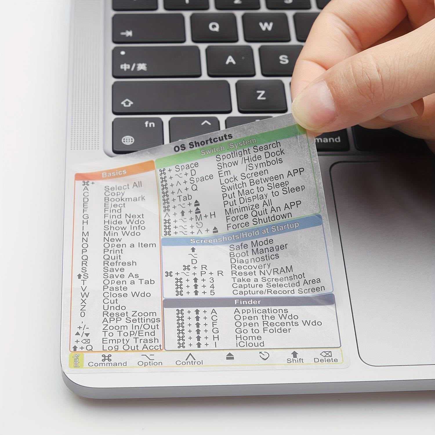

2026 Mac Shortcut Stickers.Boost Productivity on 13-16 MacBook Pro/Air.Quickly Access Favorite Functions!2 Transparent Stickers