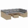 Garden Sofa Set with Storage Beige and Light Grey Poly Rattan
