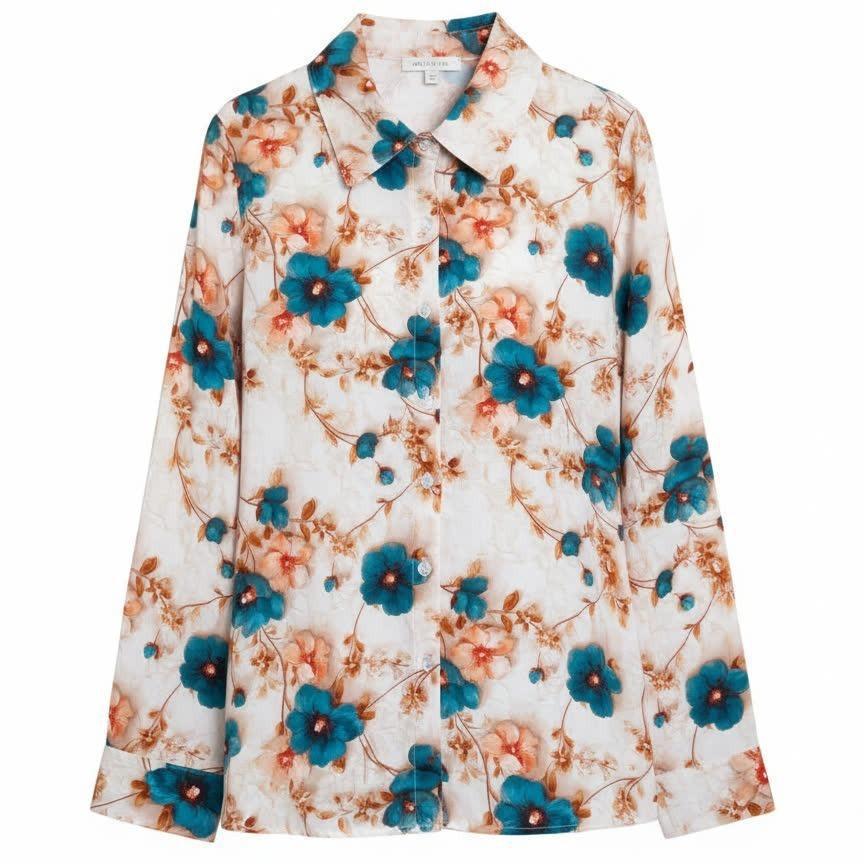 European & American Women's Printed Casual Loose Long Sleeve Shirt