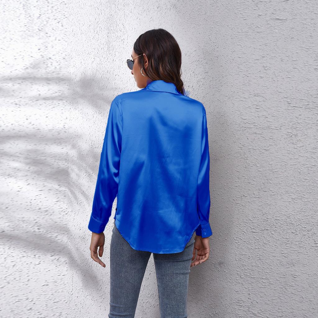 Hot-selling Real Shot: Women's Satin Shirt, Silk-like Long-sleeved Shirt, New Style Women's Clothing
