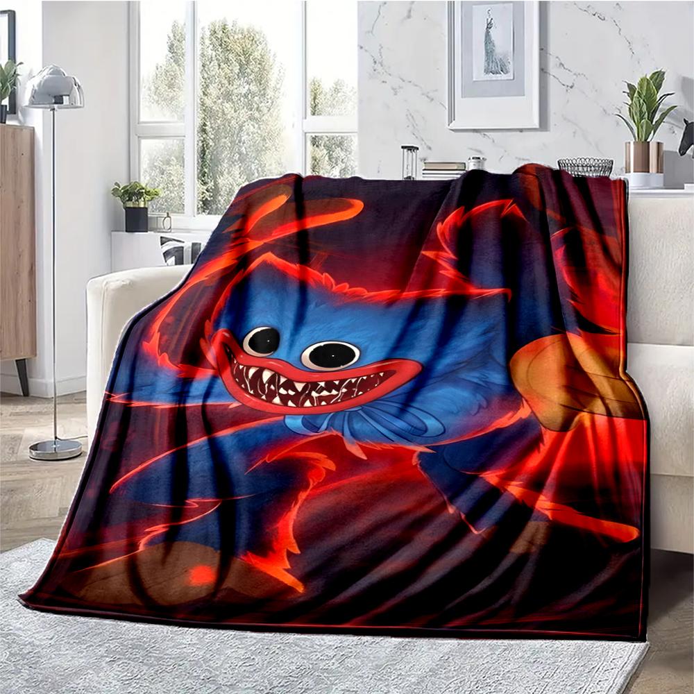 Huggy Wuggy Theme Printed Blanket - Perfect for Couch, Bed, Travel & Outdoor Use | Machine Washable, Cozy & Durable.