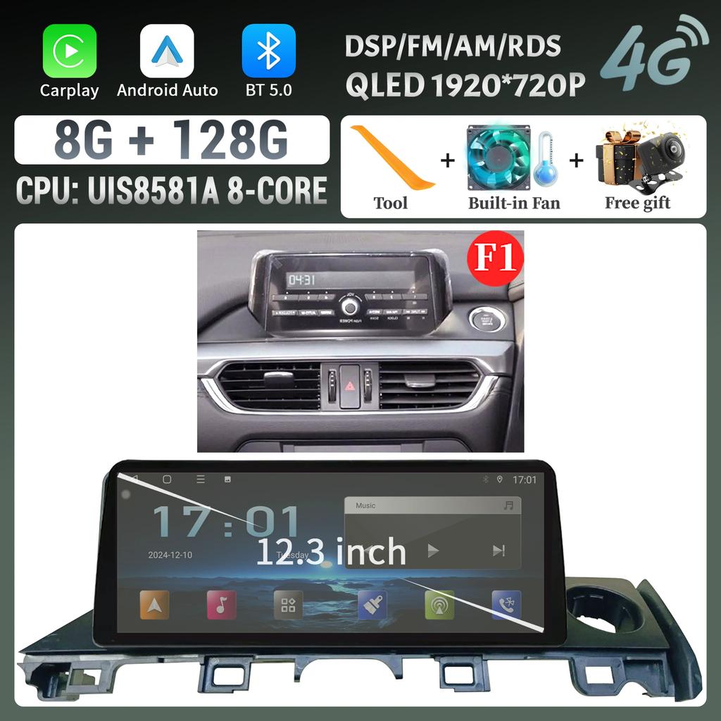 12.3"For Mazda 6 Atenza 3 2015-2018 Right Hand Drive Car Radio Multimedia Wireless Carplay Multimedia 4G GPS Stereo Touch Screen