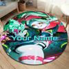 Cybernetic Future Heroine Custom Name Round Area Rug Carpet Rug For Living Room Bedroom Sofa Playroom Decor Nonslip Floor Mat
