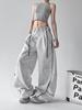 Unisex American Retro Patchwork Wide-Leg Gray and White Jeans - 2025 Summer Casual Loose Fit