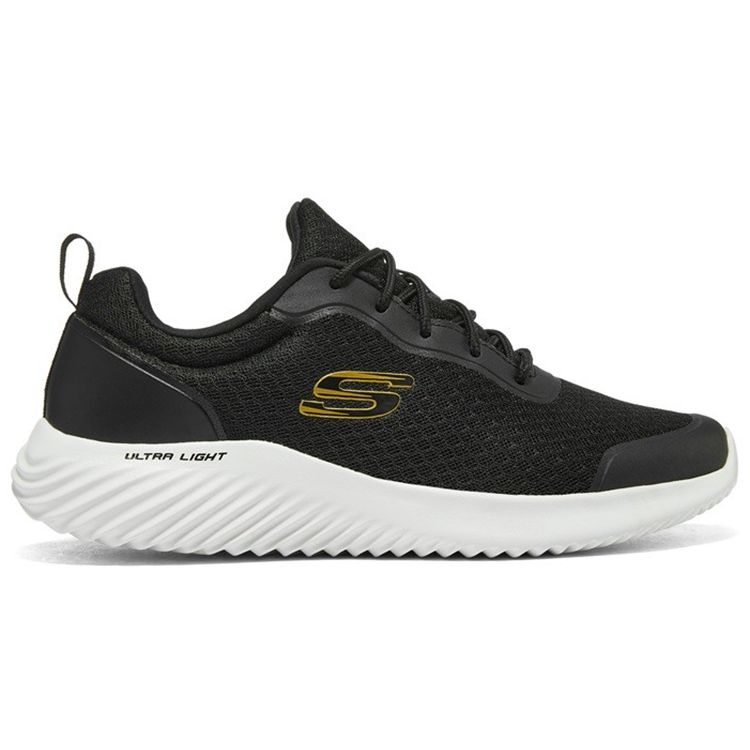 Skechers Bounder Fabric Mesh Shock Absorbing Breathable Low Top Casual Shoes Men Sneakers Black White 232005-BKGD