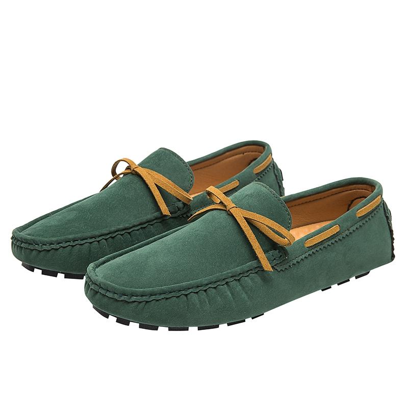Damen Komfort Flats Casual Slip on Herren Mokassins Loafer Fahrschuhe Unisex Übergröße Wildlederschuhe Grün