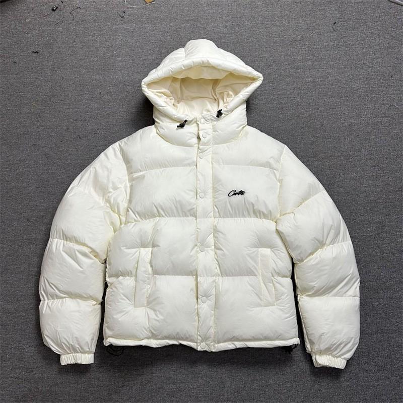 Corteiz Alcatraz Embroidered Letter Hooded Puffer Jacket Loose Fit Thick Winter Coat Teens