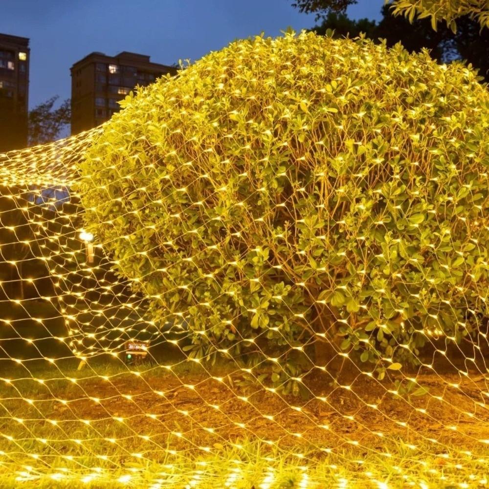 Neu mit Fernbedienung Netzvorhang Licht Wasserdicht Warmweiß LED Fischernetzlicht Lichterkette für den Garten Terrassenbeleuchtung