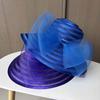 Elegant Ruffles Design Organza Mesh Hat Wide Brim Breathable Tea Party Cap Large Bow Sunscreen Cap Tea Party