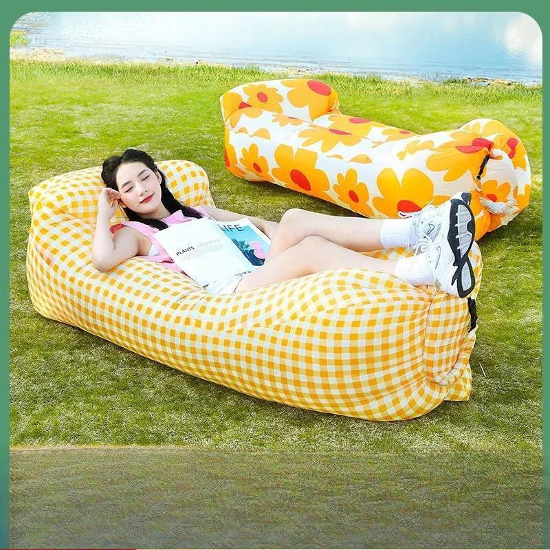 Outdoor Portable Inflatable Sofa Inflatable Outdoor Air Sun Inflatable Lounger Blow Up Chair Bag Banana Camping Air Bed Beanbag
