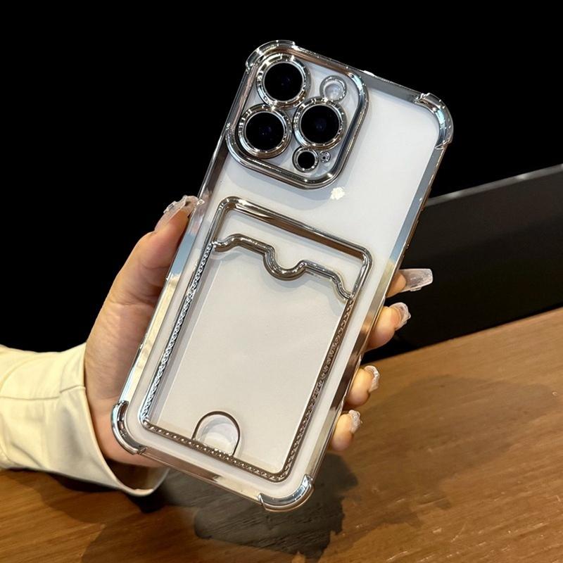 Weiche TPU-Geldbörse Kartenetui Transparente Handyhülle Für iPhone 11 12 13 14 15 16 17 Pro Max Plus Air Clear Bumper Rückseiten Hüllen Abdeckung