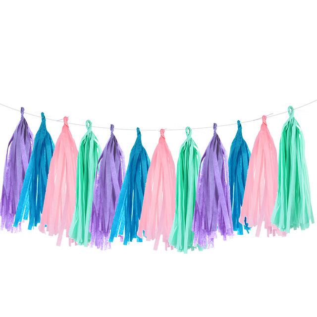 15-Piece Paper Tassel and PET Ribbon Set for Birthday Party Decorations