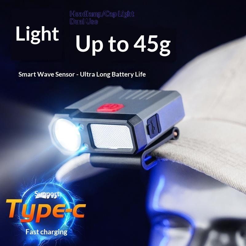 COB LED Clip Headlamp Waterproof Intelligent Induction 1 PCS High Brightness for Fishing Camping Night Running