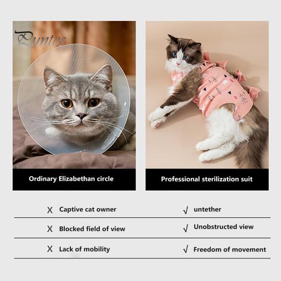 Elastic Cat Collar Cartoon Print Recovery Suit Neck Back Bandage Breathable High Elasticity Onesie Surgery Female Spay Comfortable Neutering
