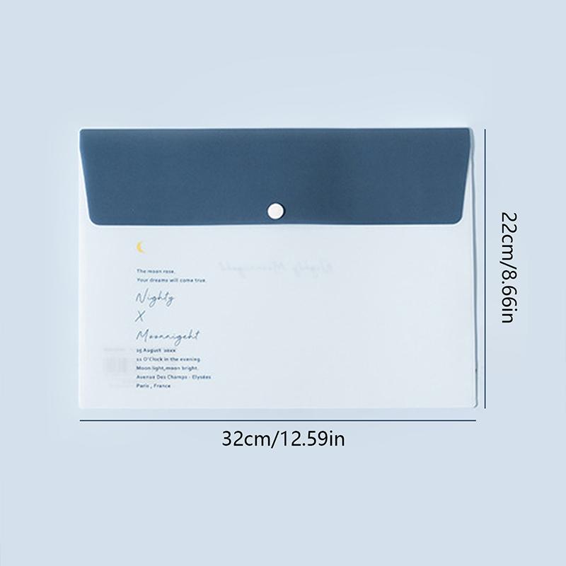 4 Pcs Folder Document Organizer Holder Bag File Blue Buckle Pockets Button Office Student