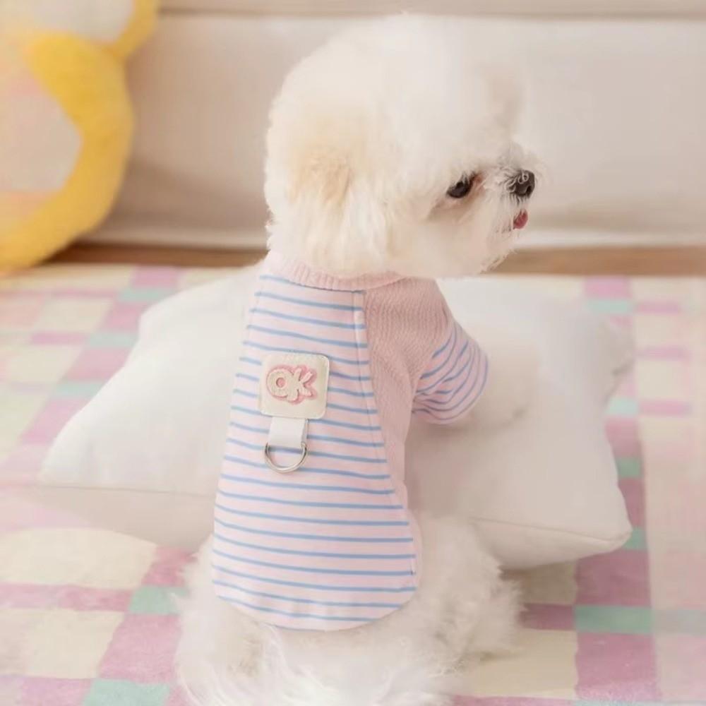 Casual Style Warm Puppy Striped Pullovers Comfortable with D-Ring Pet Vest Soft Dog Bottoming Shirt Outdoor Activities