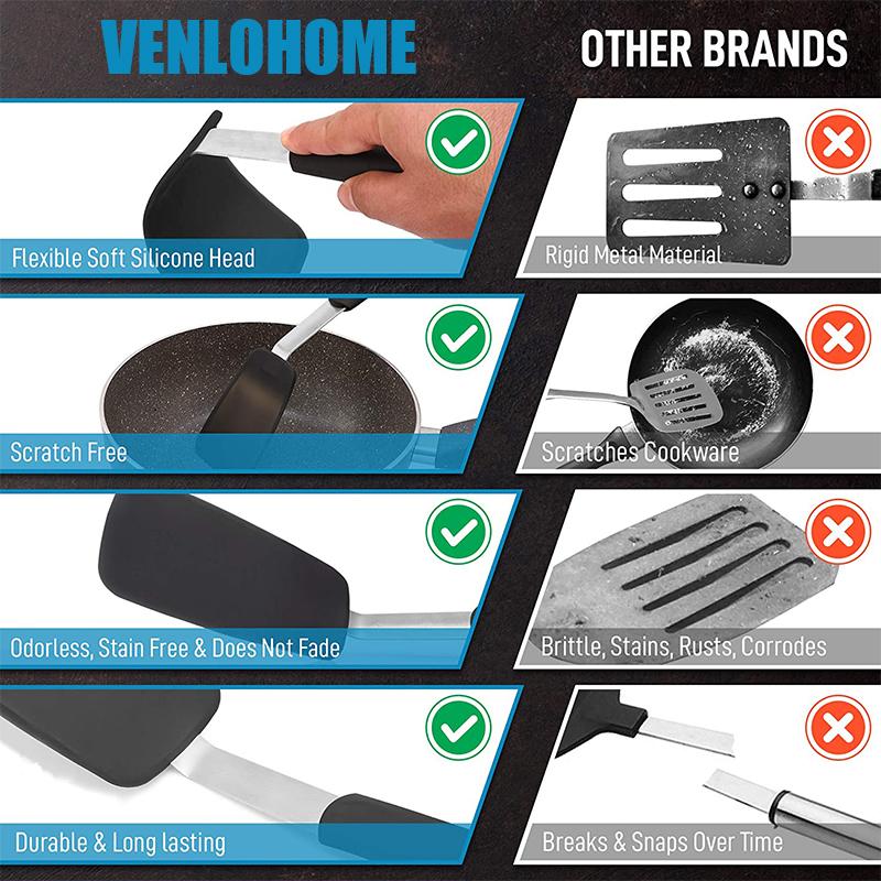 30cm Flexibler Silikonspatel Hitzebeständiger Wender Antihaft-Kochschaufel Guter Griff Steakwender zum Wenden Braten Pfannkuchen