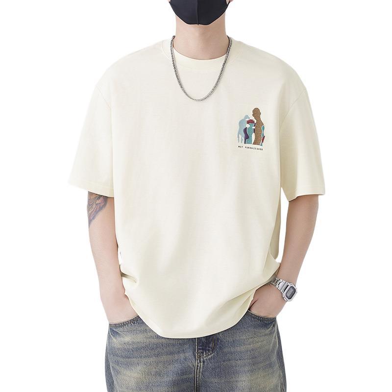 New Men's Round Neck Short-sleeved T-shirt Casual Half-sleeved Trendy Creative Design Cartoon Print