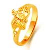 Gilded Brass Adjustable Heart Floral Ring for Women - Imitation Gold