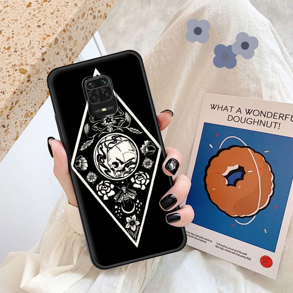 Fall für Xiaomi Redmi Hinweis 9S 9 8 Pro 7 8T 10 9C 9A 7A K40 Weiche Zurück luxus Design Telefon Abdeckung 8A 6A Coque Death Tarot Katze