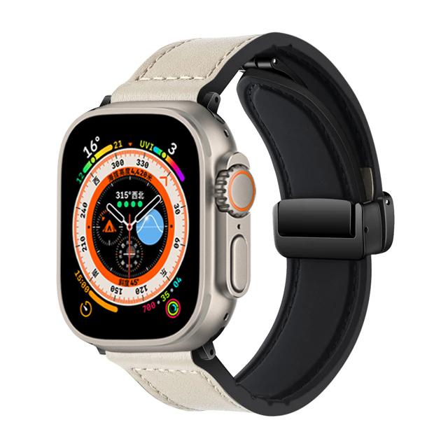 Strap for Apple Watch Band 45mm 44mm 49mm 42mm 40mm 41mm Magnetic Leather Bracelet Correa iWatch Series 9 8 7 6 5 4 3 SE Ultra 2