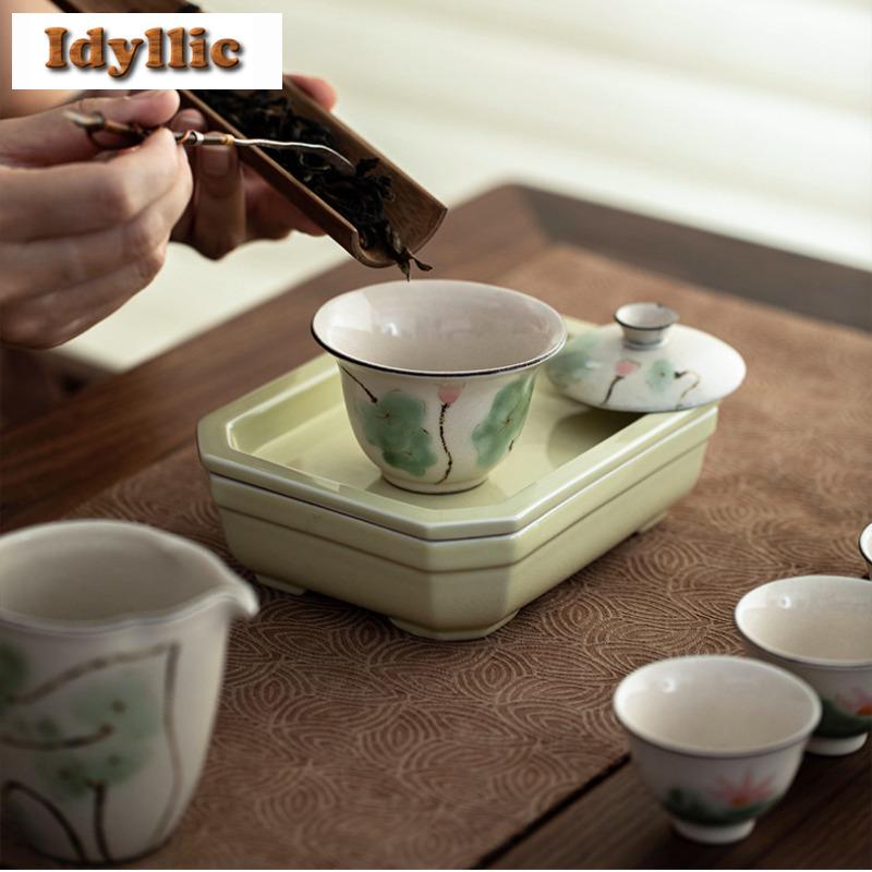 50ml Powder Yin Hand-painted Lotus Teacup Traditional Tea Bowl Jug Tea-tasting Smelling Cup Jianzhan Master Cups Teaware Craft