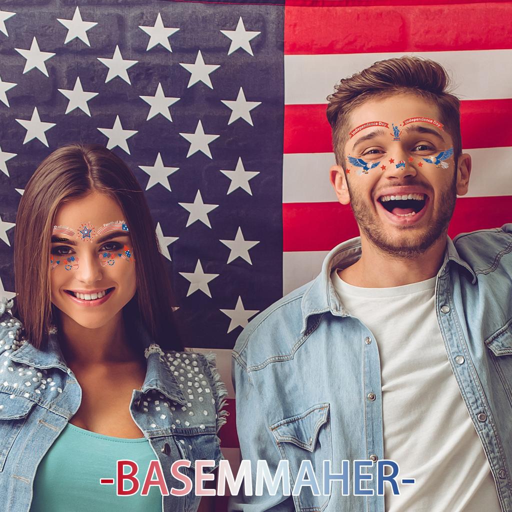 Independence Day Theme Makeup Face Sticker National Day Party Party Holiday Event Makeup Independence Day Makeup