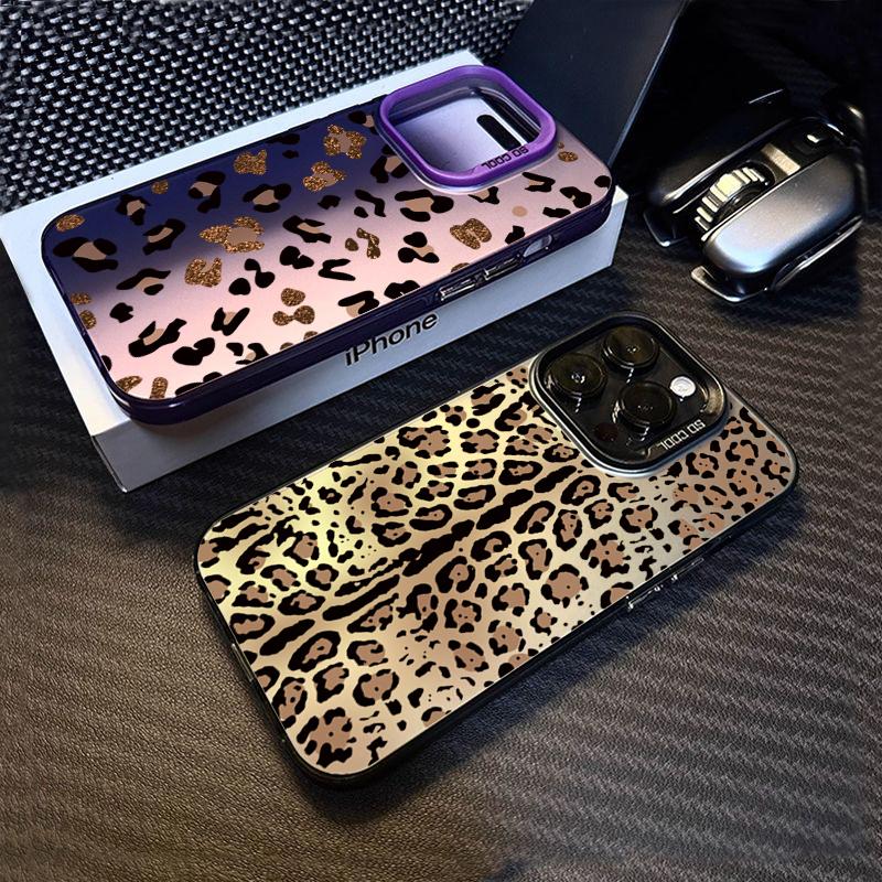 Luxury leopard print Electroplate Silver IMD Phone Case For iPhone 16 15 14 11 12 13 Pro Max Plus 7 8 Plus X XR XS Hard Cover
