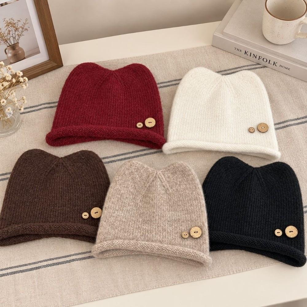 Windproof Pull-On Beanie Thick Warm Cold Weather Cap Casual Knit Beanie Hat for Women