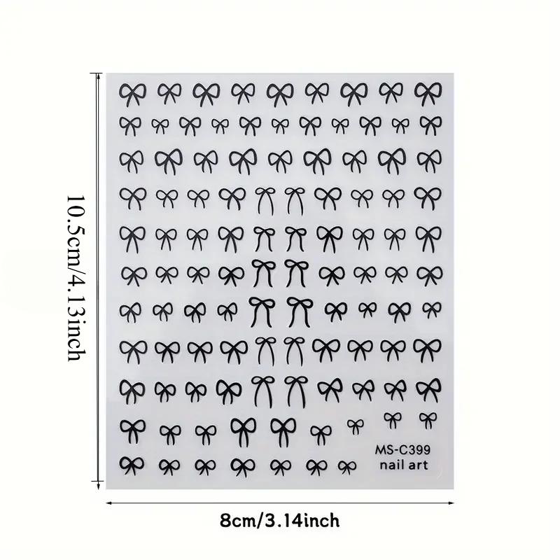 1pcs Black White Pink Mini Bowknot Design Nail Art Sticker Self Adhesive Lace Ribbons Bow Butterfly Decals Nail Art Decoration