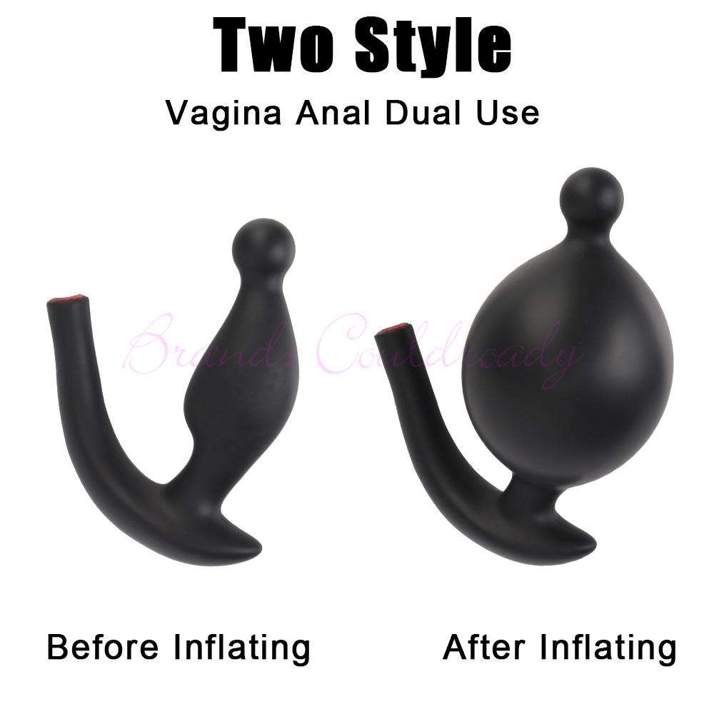 Double Layer Inflated Dildo Pump Silicone Anal Dilator Super Big Anus Butt Plug Prostate Massage Extender Dilatador Sex Toys