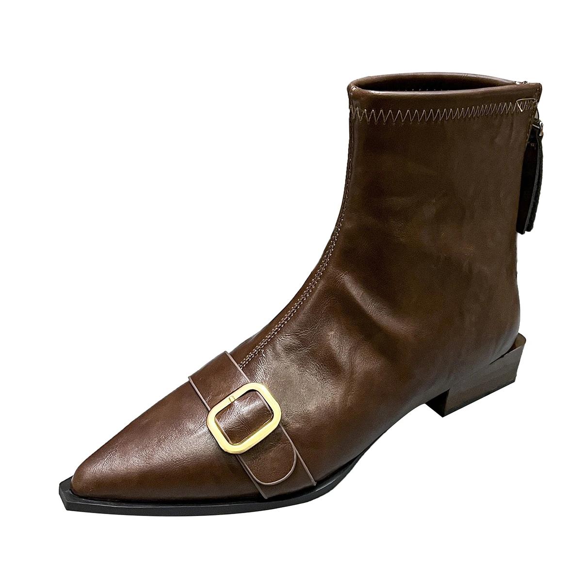 Обувь Черные короткие туфли для женщин Элегантные на низком каблуке Ботильоны для работы — фото 8