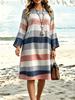 European and American Printed Loose Round Neck Long Sleeved Dress, Soft and Breathable Pajamas Suitable for Wearing All Seasons