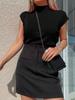 Women's Mock Neck Short Sleeve Knit Sweater Slim Fit Summer Casual Pullover Top