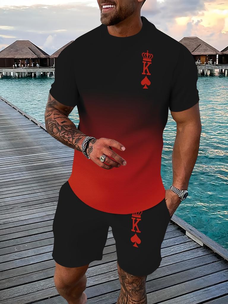 Casual Sports Suit Breathable Outdoor Men's T-shirt Shorts Summer 3D Printed Adult Suit