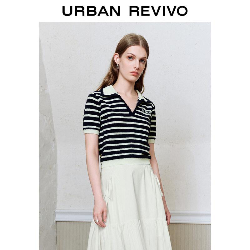 UR Women's Color-block Stripe Knit Polo Top