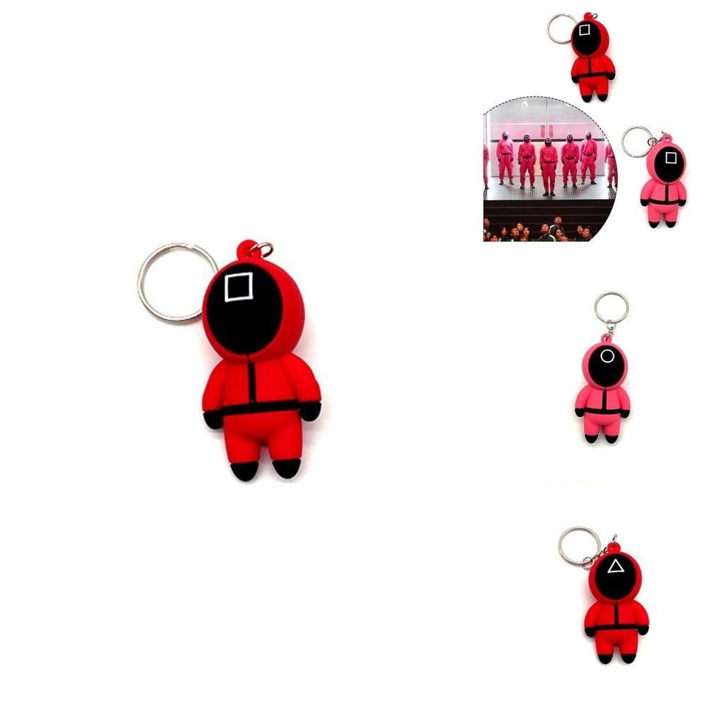 Stylish Squid Game Keychain Red Guard Staff Worker Figure Pendant For Fans