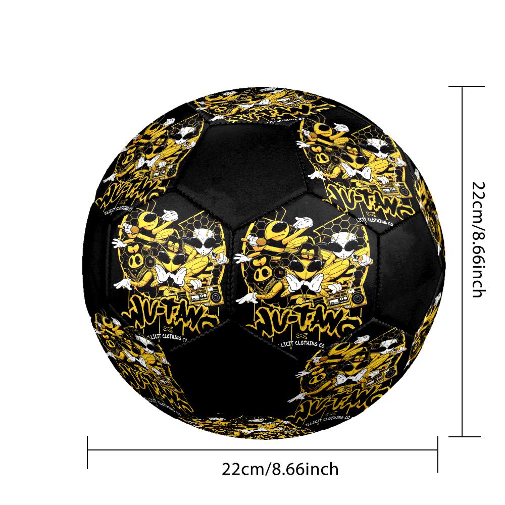 WU TANG Indoor Soccer Ball Colorful Machine Stitched PVC Size 5 Team Training Competition Ready Durable High-Bounce Cool Sports Gift
