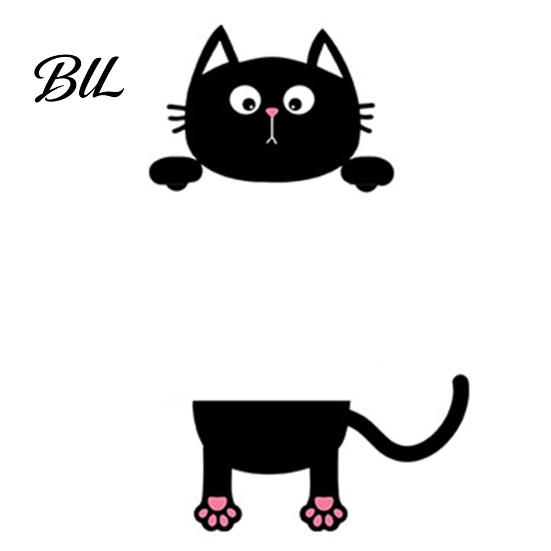 Childlike Charm Wall Decal Removable Switch Sticker Cute Black Cat Light Cartoon Self-adhesive PVC Decals for DIY Home Decor Plate Decoration Cat