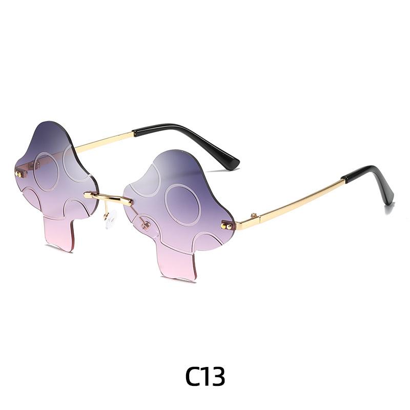 Novel Irregular Mushroom Shape Sunglasses Retro Trendy Fun Rimless Sun Glasses for Women Men Halloween Decorations Party Favor