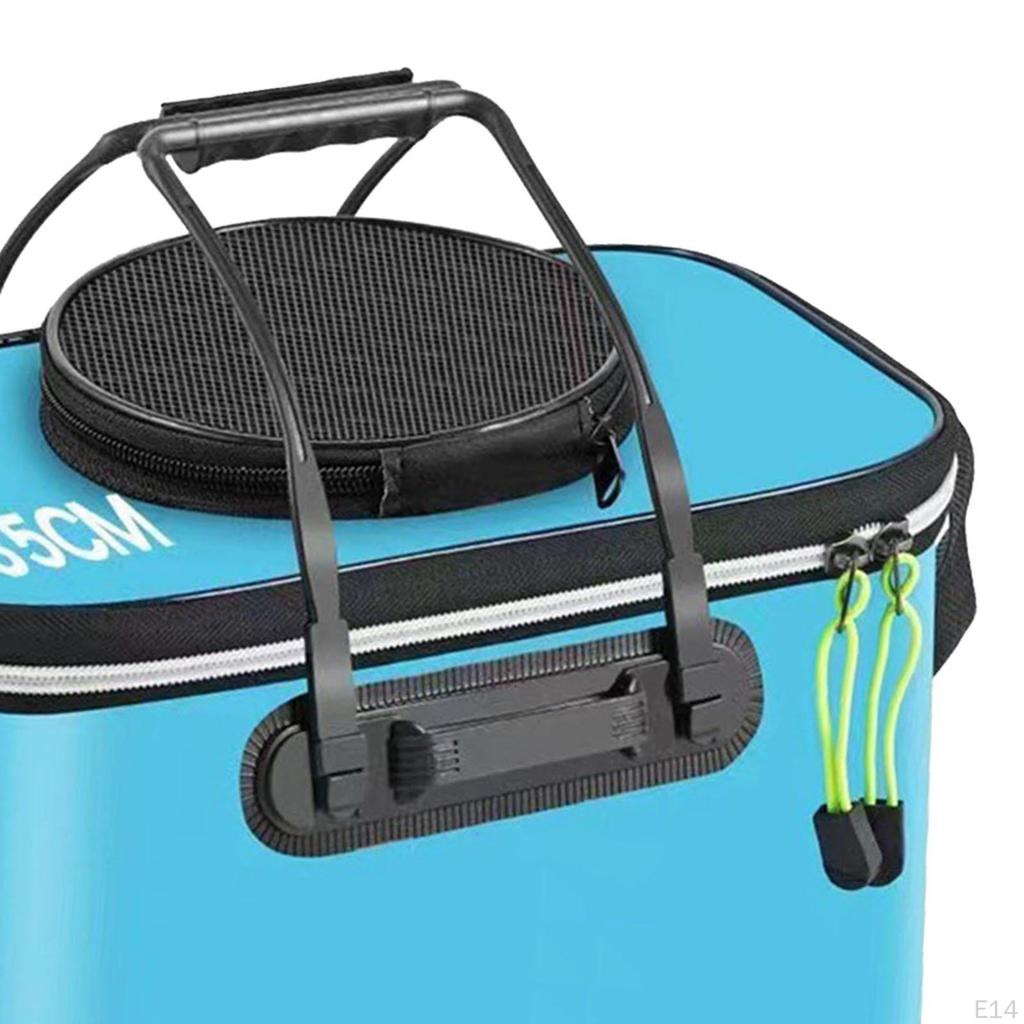 Fishing Bucket Fish Carrier Foldable Multifunctional Large Capacity Live Container with Strap