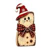 Poplar Plywood Holiday Gifts Christmas Wooden Tabletop Figurine, Hand Painted Santa Reindeer Cat Decor, Rustic Farmhouse Style Wood Ornaments Statues