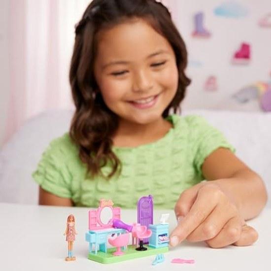 Barbie Mini Land Friseursalon Verkleidepuppe Puppenhaus Rollenspiel Rollenspiel Mikro-Puppe Enthalten Spielset Ab 6 Jahren Rosa JCR32