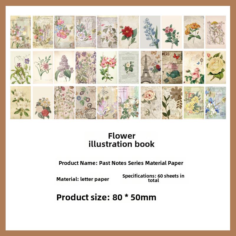 Past Notes Retro Sticker Booklet - Cute & Non-Sticky, 60 Sheets Scrapbooking Paper