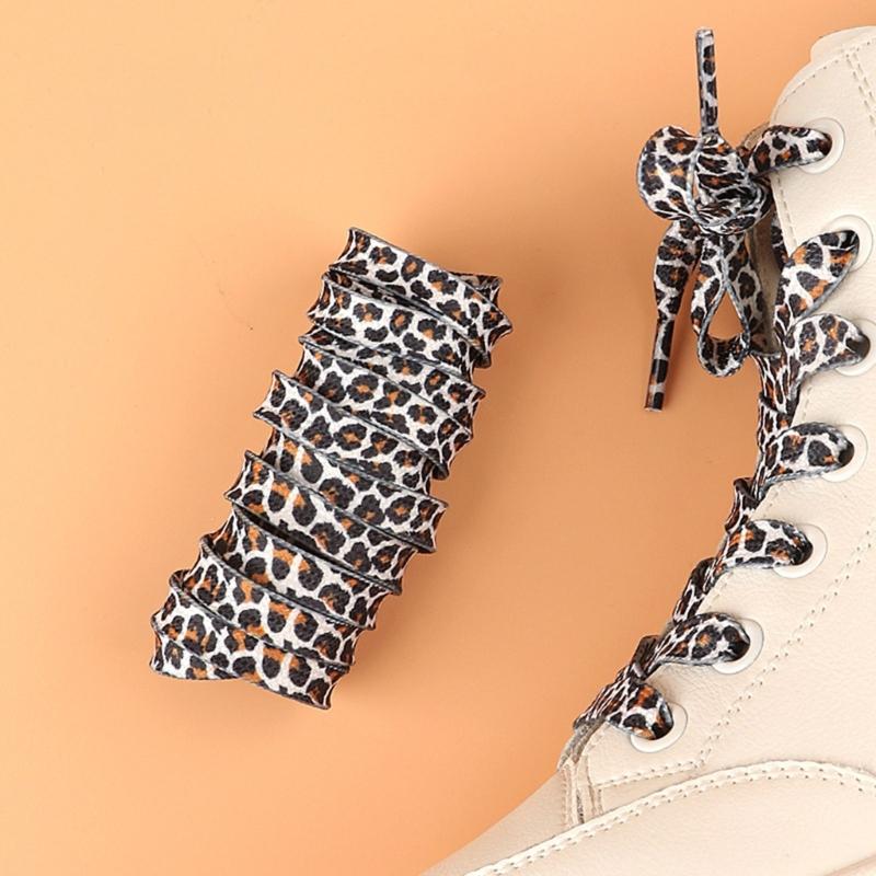 Leopard Prints Shoe Laces Polyester Shoe Laces 120cm Long Flat Shoelaces for Adults Kids Trainers Sneakers Running Shoes