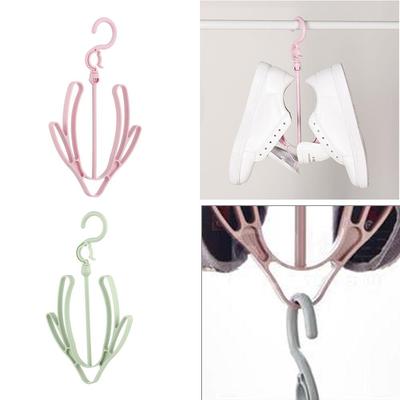 Rotatable Organizer Clothes 2 Hooks Storage Shelf Drying Hanger Shoe Racks