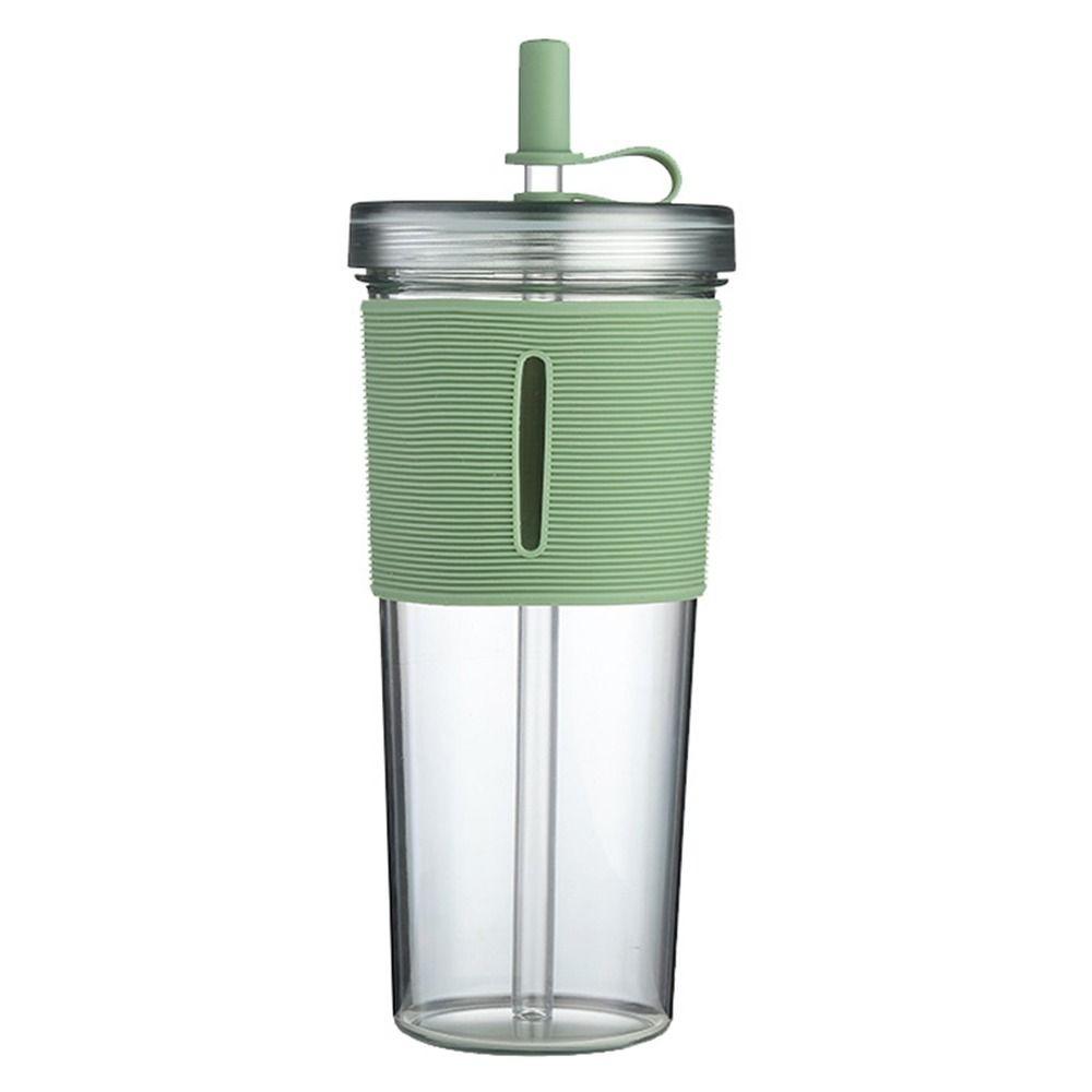 Reusable 710ML Drink Bottle Clear with Straw Straw Cup High Temperature Resistant Outdoor Kettle Gift