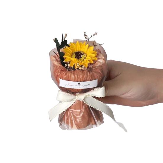 1/2Pcs Mini Fake Rose Bouquet Handcrafted Artificial Sunflower Floral Decoration Valentine's Day Anniversary Birthday Romantic Gift for Women Wife