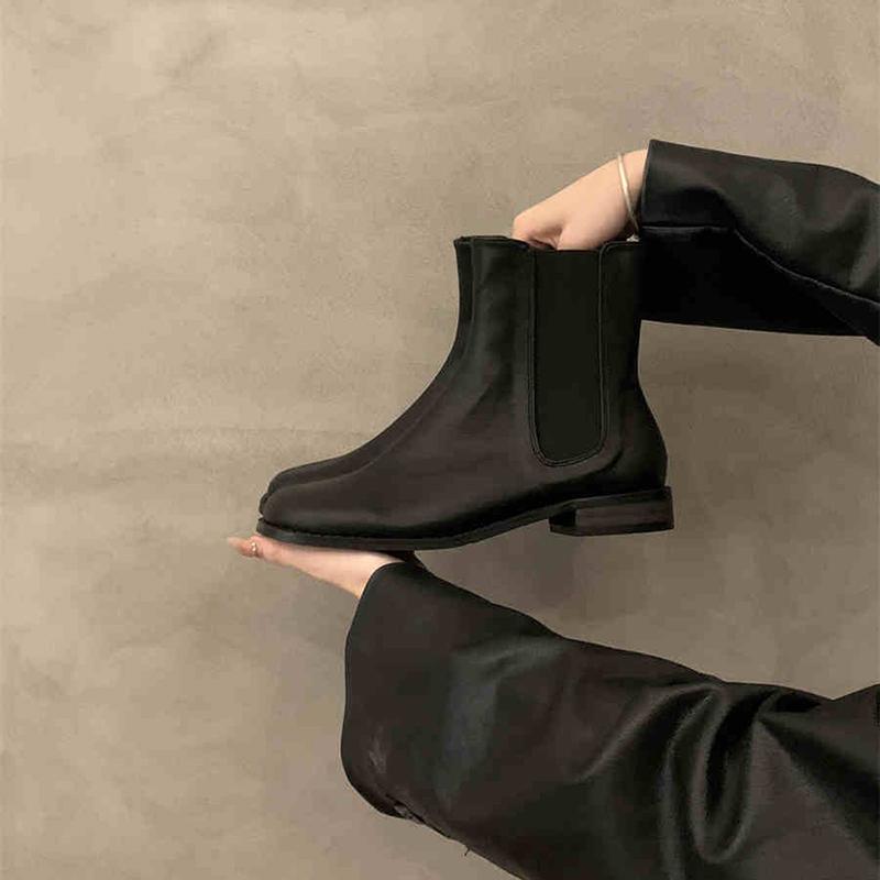 Designer Square Toe Women Ankle Boots Fashion Slip On Shoes  Spring Autumn Flats Laides Concise Short Booties