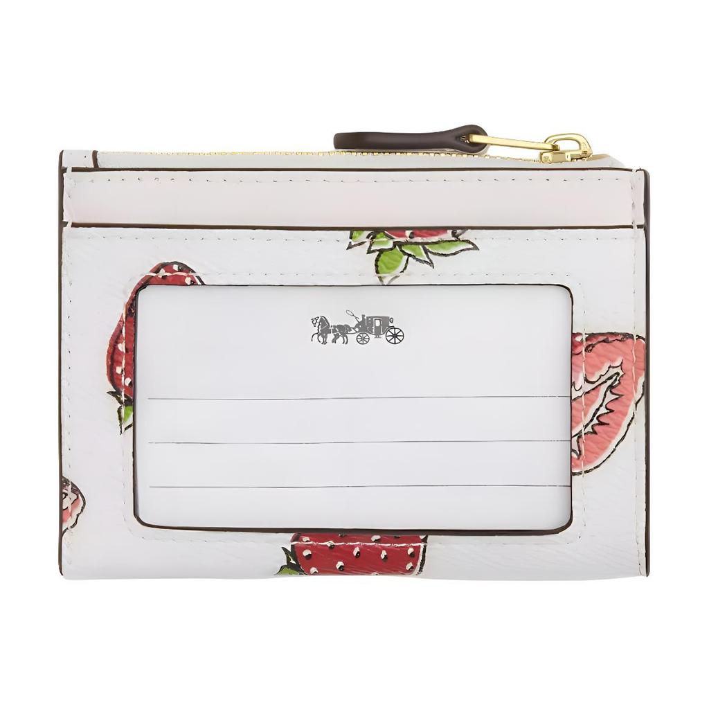 New COACH Skinny Id Case Printed Coated Canvas Card Holder Mini Women's White CAR17-IMCAH
